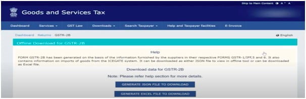 GSTR 2B - 5 -Download Excel - Json File - GSTR 2B - GST Portal - Taxscan