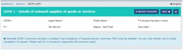 GSTR 1 Dashboard