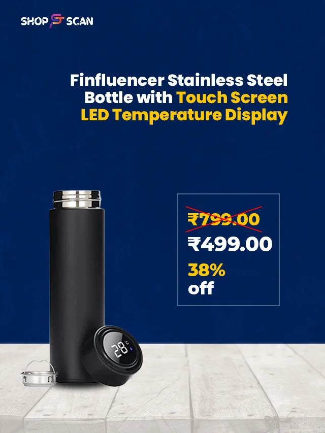 Finfluencer Stainless Steel Bottle with Touch Screen LED Temperature Display
