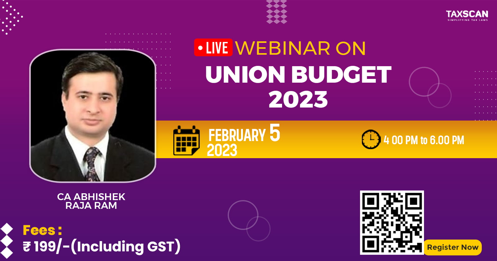 Live Webinar - Union Budget 2023 - unionbudget - taxscanacademy