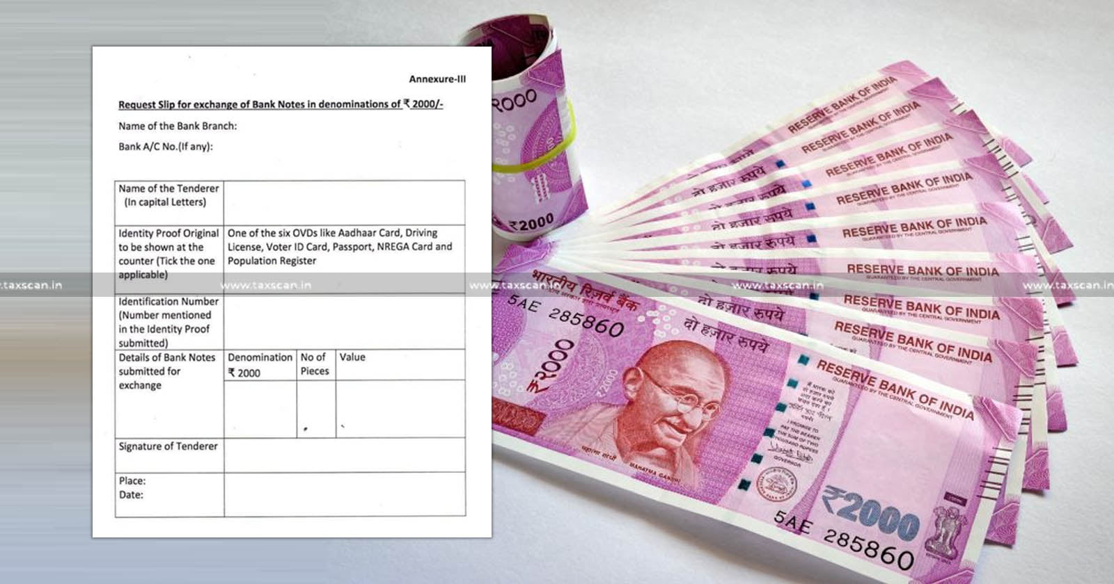 Format slip - Exchange - Request slip for exchange - Rs. 2000 - Taxscan