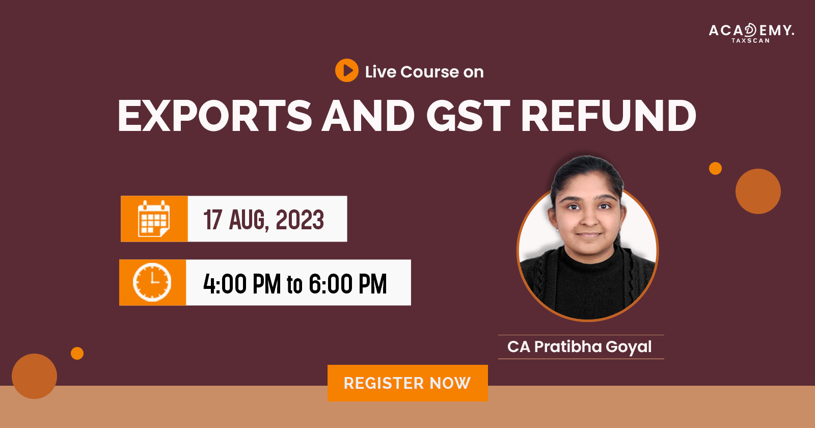 Live Course - Exports and GST Refund - Exports - GST Refund - Refund - GST - GST Live Course - GST Course - online certificate course - certificate course 2023 -  Taxscan Academy