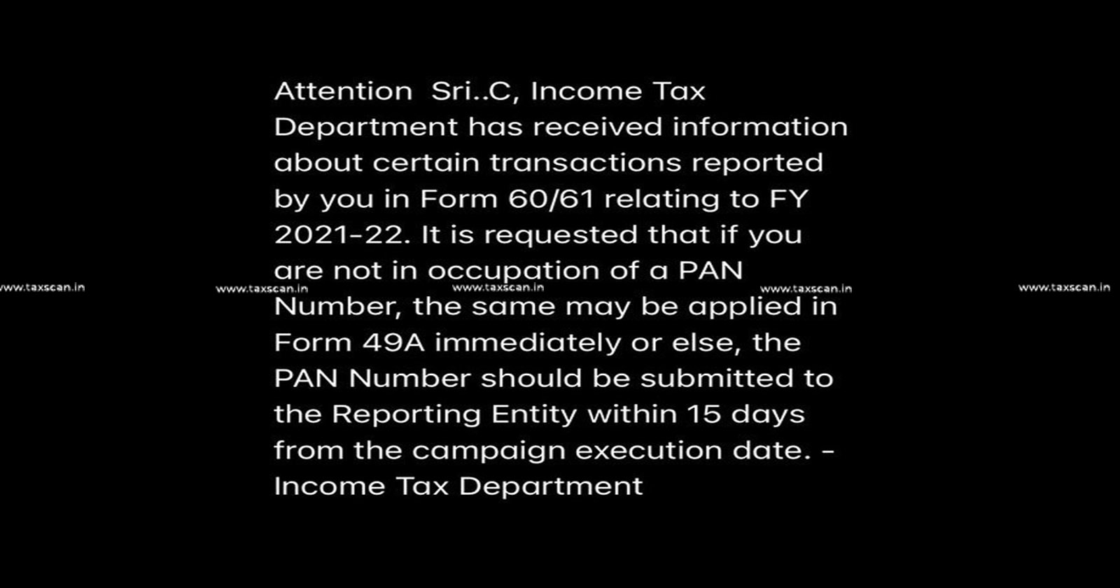 PAN Card update - Message Received - applying PAN through Form 49A Income Tax Dept Responds - Genuine